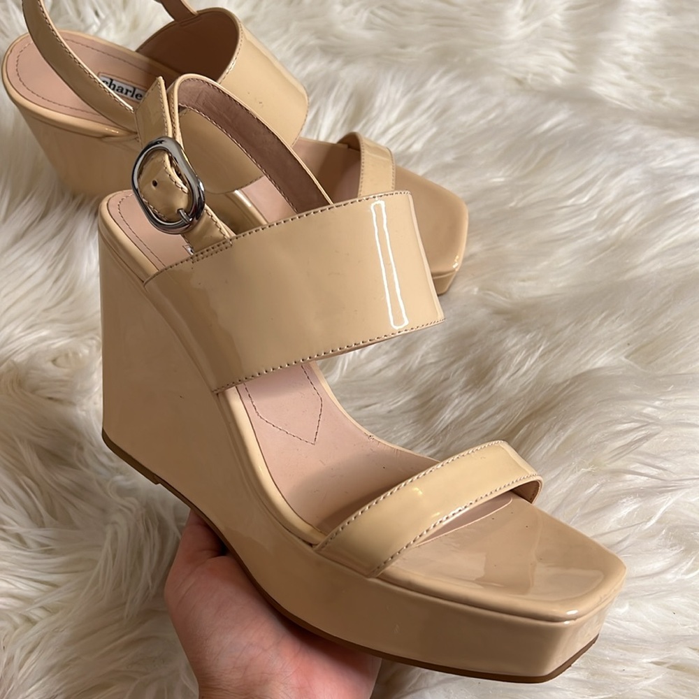 Charles David Women's Jordan Patent Leather Platform Wedge Sandals. Size 9.5 - Picture 3 of 9